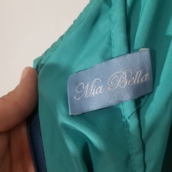 Mia Bella Aqua Blue Sequined Party Dress - Picture 8 of 8